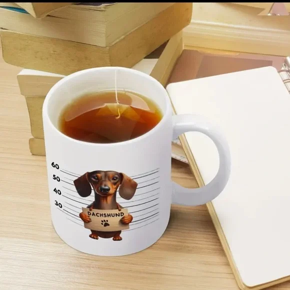 {NIB} 11oz Mug Coffee Mug "Dachshund" White - Picture 5 of 6